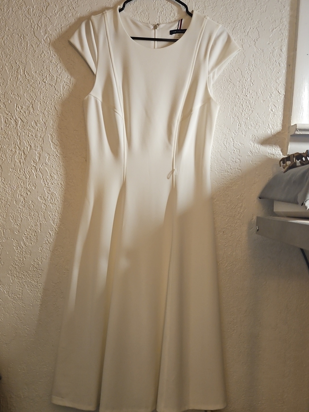 Tommy Hilfiger Cream Cap-Sleeve Midi Dress